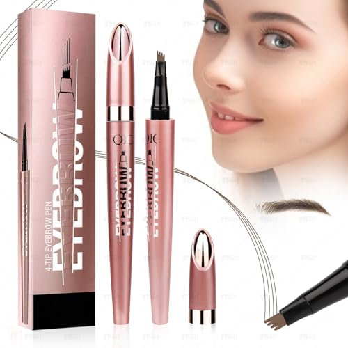 YAOZUP Lápiz de Cejas Mágico 3D Resistente al Agua con 4 Puntas, Lápiz Cejas Microblading Permanente Natural Duradero (Marrón claro)