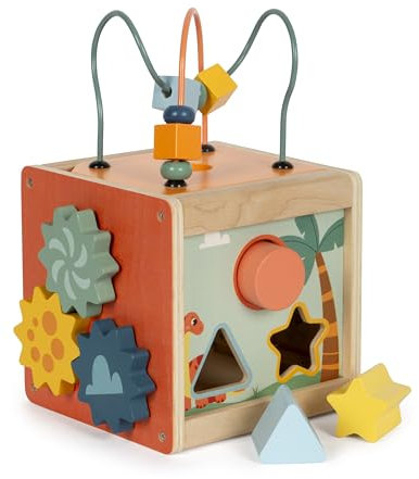 small foot Motorikwürfel „Dino“, Activity-Würfel aus FSC 100%-zertifiziertem Holz, für Kinder ab 12 Monaten, 12618