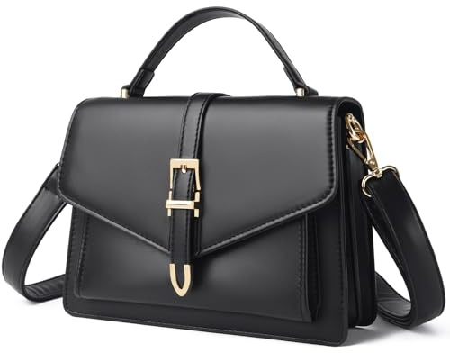 Travistar Sac à main pour femme Sac à bandoulière Sac à épaule - Taille moyenne Sac crossbody femme Plusieurs poches Sac de soirée avec bandoulière amovible Compartiments pour cartes de crédit, Noir