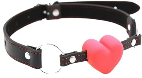 Bondage Mordaza bucal Mordaza de bola en forma de corazón de silicona Mordaza bucal ajustable Mordaza de bola erótica Mordaza de coqueteo divertida Mordaza de bola fetiche SM(Rot B)