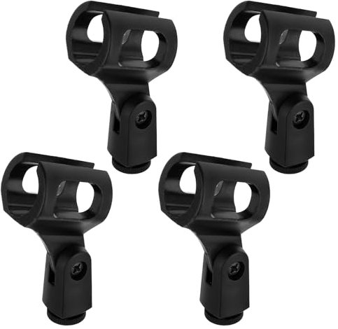 4 PCS Microphone Holder, Black Adjustable Mic Holder Universal Small Wireless Performance Mic Clip Accessories for Microphone Stands Recording Handheld Microphones (Inner Diameter 0.99 in)