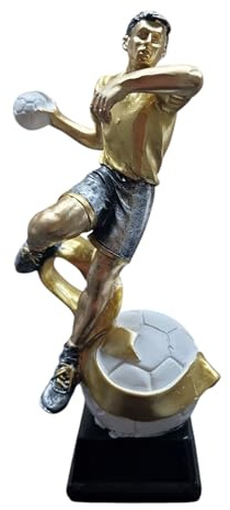 eberin Coupe de handball 18 cm, trophée et récompense, figurine en résine, joueur de handball en saut, parfaite pour les tournois de club et les championnats scolaires, personnalisable