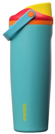 Owala FreeSip Sway Insulated Stainless Steel Water Bottle with Two-Way Spout, Built-In Straw and Bucket Handle, Made for Travel, School,and Sports,890ml,BPA Free,Leak Proof,Summer Sweetness,(Red/Aqua)
