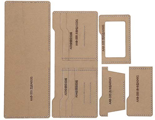Oytrui Plantilla Acrílica, Juego de Patrones de Billetera de Cuero para Manualidades DIY con Película Protectora de Papel Kraft, Líneas de Corte Claras