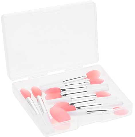 IWOWHERO Juego de 10 Cepillos Exfoliantes y Aplicadores de Silicona para Labios, Tamaño Pequeño, Color Rojo Translúcido, para Maquillaje y Cuidado Labial Diario, Adecuado para Mujeres
