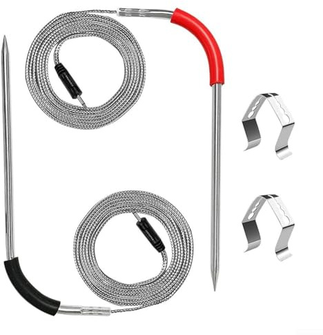 Sonda de carne para parrilla Weber, barbacoa con sensor inalámbrico con juego de termómetro de doble sonda, cocción controlada por aplicación, tenedor de cobre resistente, accesorio de parrilla alta