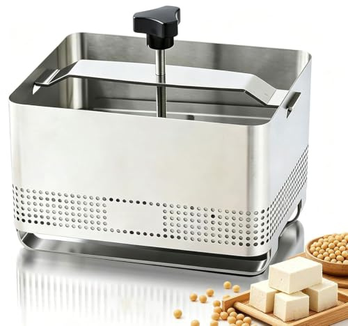 Kommersiell tofu pressform, tofu presspanémaskin med tofu pressduk och droppbricka, förtjockat 304 rostfritt stål och avtagbar för enkel rengöring, för kök, matverkstäder