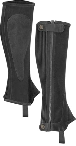 Shires Moretta Demi-Chaps en Daim pour Enfant, Noir, m