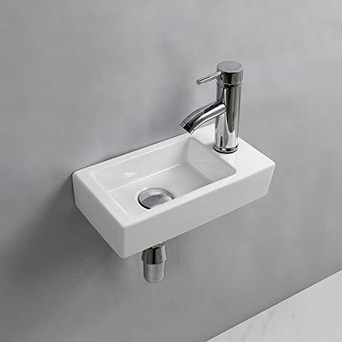 Lavabo suspendu au mur, petit lavabo rectangulaire en céramique