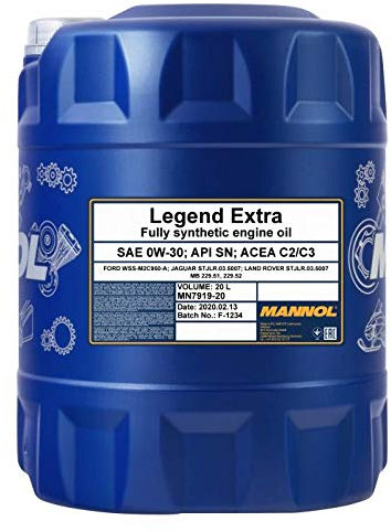 1 x 20 Liter, MANNOL Legend Extra 0W-30 MB 229.51 504 507 C3 DPF Motoröl