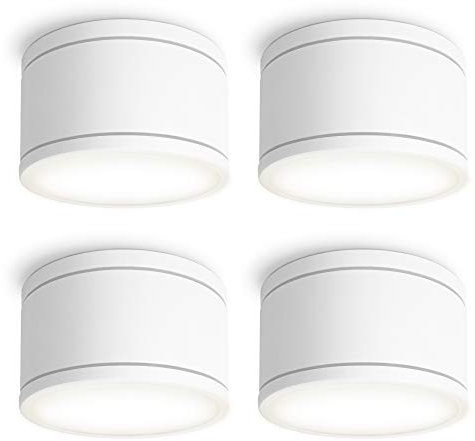 SSC-LUXon 4 Stück CELI-WX flache LED Aufputz Strahler IP44 Bad Außen mit LED GX53 neutralweiß 6W - Aufbauspot rund weiß 230V