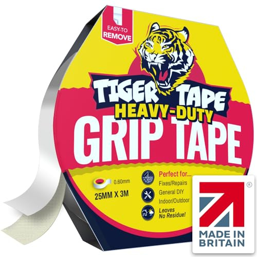 Tiger Tape® UK Made. Super Strong Thick Double Sided Tape. Multipurpose. Indoor Outdoor, 25mm x 3m