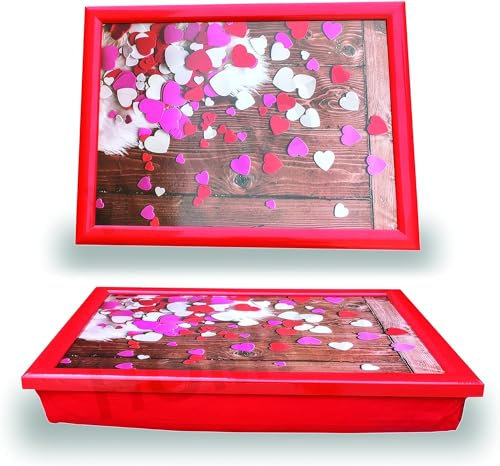 Love Hearts Cushioned Bean Bag laptray Home Laptop Tray Drinks Food Breakfast Lap Tray A comfortable Padded Bean Bag Cushioned Laptray