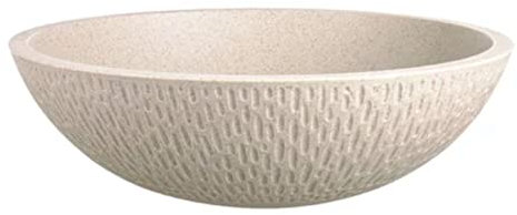 VBChome Aufsatzwaschbecken Granit 41x 41 x 13 cm Beige Rund Waschbecken Waschtisch Handwaschbecken Waschschale Gäste WC Modern Top Qualität