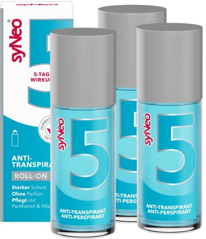 syNeo 5 Antitranspirant Deo Roll-On – 5-Tage-Wirkung – gegen starkes Schwitzen & Geruch – Deoroller für Achseln – dermatologisch getestet – für Damen & Herren – Made in Germany – 3er Pack (3 x 50 ml)