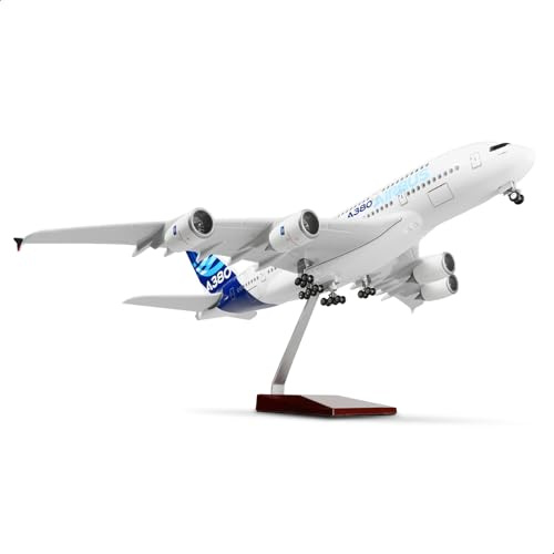 QIYUMOKE 1/160 A380 Prototype 18 Pouces Grand Modèle d'avions Moulé sous Pression avec Support Sky Jumbo Airliner Modèles d'avion d'affichage Kit de Modèle de Collection pour Cadeau