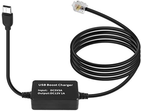 MEIRIYFA Câble d'alimentation USB 5 V vers 12 V RJ11 pour détecteur de radars, câble d'alimentation de rechange, câble adaptateur Step UP Boost avec prise téléphonique RJ-11 (1,5 m) (USB type C)