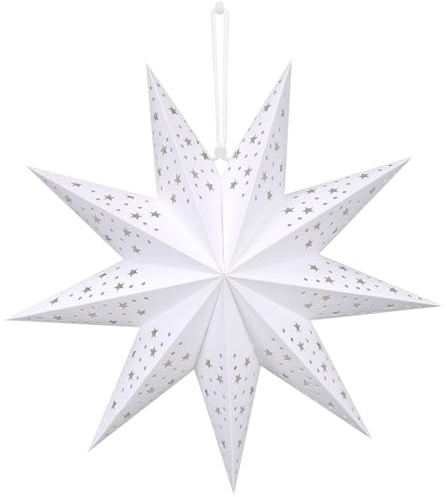 Étoile à Suspendre 45cm Ø Blanc - Lanterne en Papier 9 Branches - Ornements Suspendus pour Décoration de Noël, Fenêtre, Mariage, Anniversaire, Maison