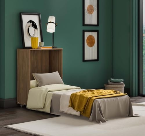 Generico Generisch Ausziehbares Bett Magic Nussbaum hell – platzsparend, zusammenklappbar mit Matratze – 100 % Made in Italy, orthopädischer Lattenrost