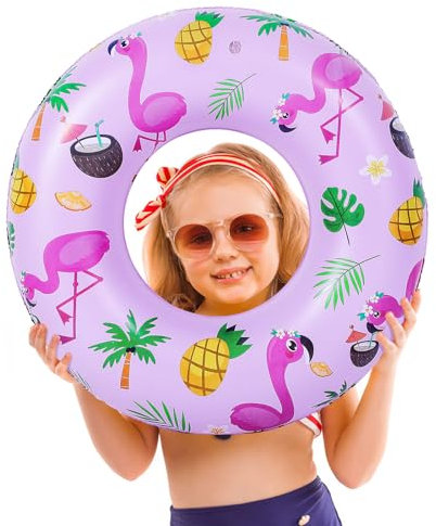 MoKo Anello da Nuoto, Gonfiabili da Piscina in PVC, Galleggiante da Piscina per Bambini, Giocattoli da Piscina per Spiaggia, Decorazioni per Feste, Oggetti Fotografici, 65CM, Fenicottero Rosa