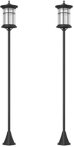 Outsunny 2 Farolas Solares Exterior Panel Solar 23,5x23,5x184 cm Negro