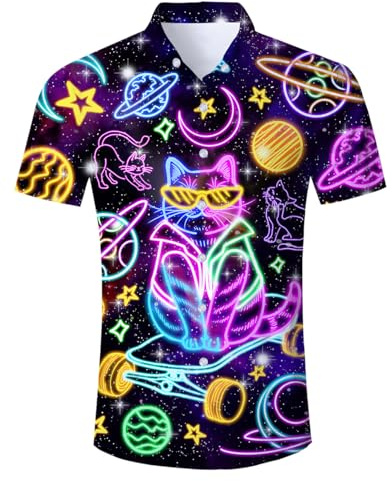 ALISISTER Mens Hawaiian Shirt 3D Print Casual Button Down Ugly Shirts Beach Holiday Aloha Short Sleeve Shirt