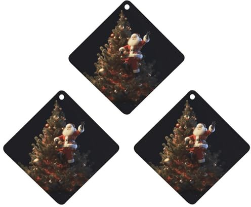 Lot de 3 désodorisants de voiture à suspendre - Feuilles parfumées à suspendre pour voiture, maison, voiture, décoration intérieure, Père Noël sur le sapin de Noël