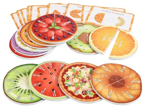Fruit Fraction Learning - Puzzle, Manipulatives, Circles Set | Magnetic Plate for Children, Demonstration Tool Equal Division, Educational Toy & Math - Classroom Home Use