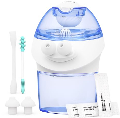 Henavix Nascare Electric Nasal Rinse System, Fast Sinus Congestion Relief with 15 Salt Packets, Gentle & Effective Nasal Irrigation Device​