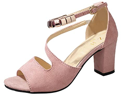 Genérico Sandalias Femeninas de Cuero Elegantes para Verano con Brillo Diseño High Heel Tacón Comodidad y Estilo (38)