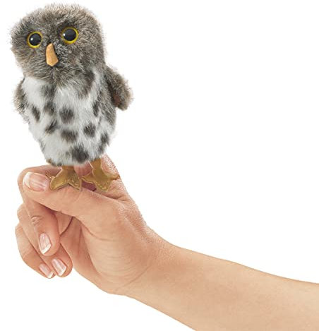 Folkmanis 2638 Spotted Owl Finger Puppet, Grau