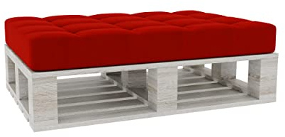 Gutekissen® Cuscini per pallet Cuscini trapuntati con bottoni, Cuscini per pallet trapuntato PFG (Cuscino di seduta 120x80, Rosso)