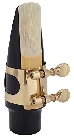 Saxophone Mouthpiece, ABS Professional Alto Saxophone Flute Head Mouthpiece with Cap and Metal Buckle, 5 in 1 Sax Mouthp