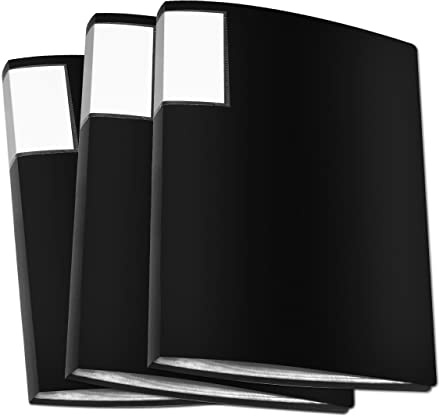 JIKIOU A4 Display Book Folder 40 Pockets Presentation Book Document Folder with Plastic Sleeves, Presentation Project Folders for Individuals, School,Offices, 3 Pack Black
