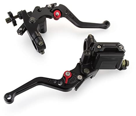 Madlife Garage Universal Bremshebel Motorrad Brems Kupplungs Hauptbremszylinder für Motorräder mit 7/8 Zoll (22 mm) Lenker Schwarz
