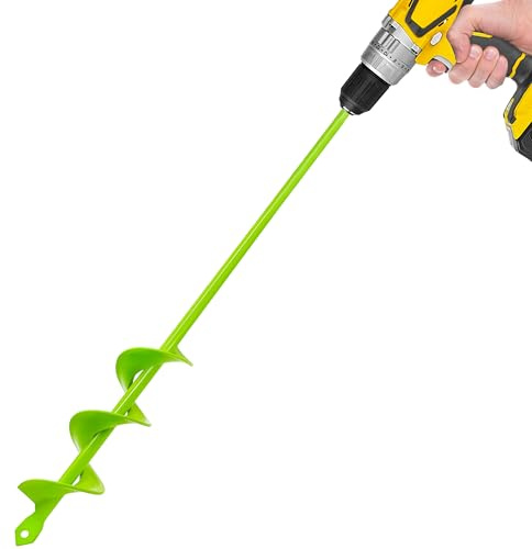 Auger Drill Bit for Planting 1.6x16.5 Garden Spiral Drill Bit,Heavy-Duty Bulb Auger, Post Hole Digger for 3/8” Hex Driver Drill Solid Shaft