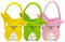 3 Piezas Cesta de Pascua Conejo con Asa, Decoración de Pascua, Bolsas de Conejitos de Pascua, Canasta con Conejito Pascua, Nido de Pascua para Rellenar, Bolsa de Fieltro Conejito de Pascua para Regalo
