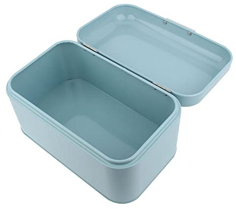 Tomotato Panera Metálica con Tapa, Caja de Metal para Guardar Pan, Contenedores de Almacenamiento de Pan de Gran Capacidad para Bollos Galletas Pasteles, 30,5x18x16cm (Azul)