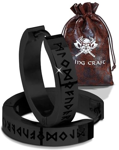 VIKING CRAFT Wikinger Edelstahl Ohrringe für Männer mit Runen - Keltischer Schmuck, Vikings Fanartikel, Geschenke