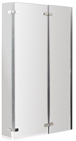 Balterley 812 x 1400mm L-Shaped Bath Shower Screen, Shower Screens for Baths, 6mm Chrome Toughened Safety Bath Door Screen, Centre Hinge & Return Panel, Reversible Door Screens for L-Shaped (Chrome)