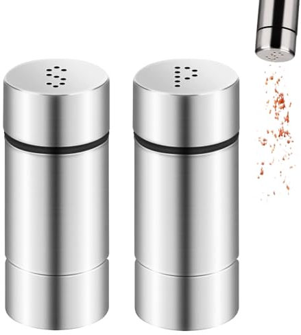 GOIYZTTR Set di 2 Saliera e Pepiera in Acciaio Inossidabile Spargispezie con Coperchio Adatto per Contenere Vari Condimenti da Cucina