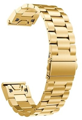 20 mm 22 mm 26 mm band i rostfritt stål for Garmin Fenix 8 7 Pro 7X 6 6X 5X 8X Plus Quick Fit Metal klockband(Gold,22mm Fenix 7 7 Pro)