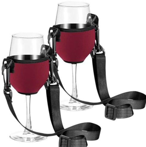 JAWUZ Soporte Copas Colgante, Soporte Para Copas De Vino Para Colgar, Soporte Copas De Vino Portátil (Rojo)