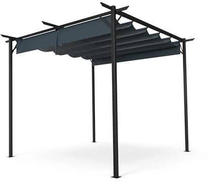 blumfeldt Pergola 3x3 m, Pergola Jardin Extérieur, Toit Polyester Résistant, Armature Acier Thermolaqué, Montage Facile, Utilisable Toute l'Année, Design Moderne