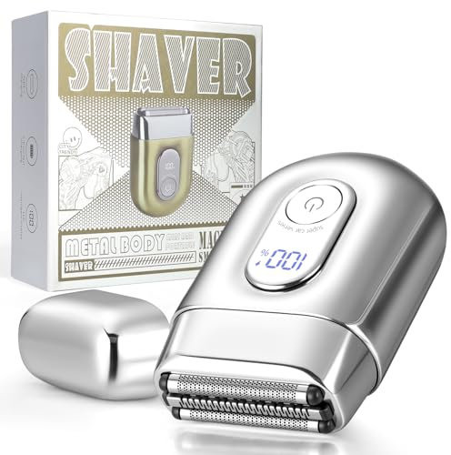 LOPHE Nouvelle Génération Mini Rasoir Électrique Hommes – Rasoir de Magnétique Voyage IPX6, Système Magnétique 2.0 Rechargeable USB, Tête Rotative 360° Ultra-Précise, Idéal Cadeau Homme(Argenté)