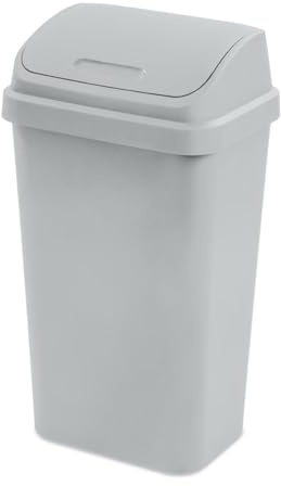 Kitchen Trash Can, 13 Gallon Plastic Garbage Bin with Swing Top Lid