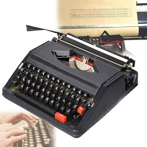 Traditionell bärbar manuell skrivmaskin, Vintage skrivmaskin, för tydlig handstil/Flexibla knappar, med bärväska