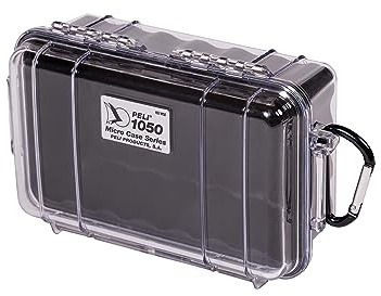 PELI 1050 Micro Case, Small Protective Cases Camera & Photo, IP67 Watertight, 3L Capacity, Made in US, Clear/Black Liner