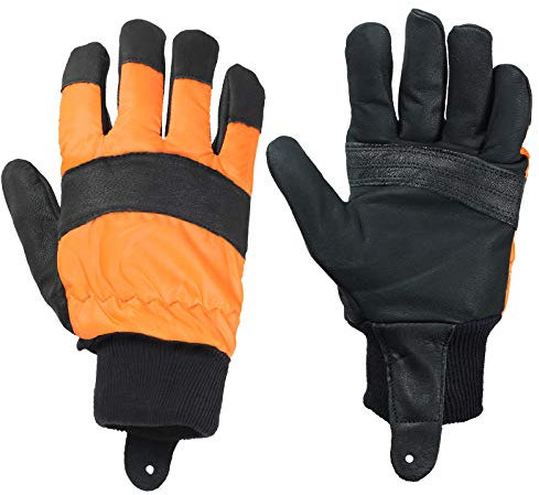 Spares2go Large Hi Visibility Chainsaw Comfort Safety Gloves - Size 10