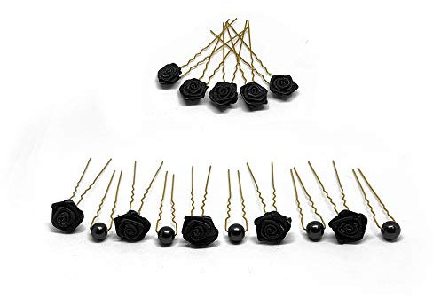 15tlg. Braut - Haarschmuck Set - Brauthaarschmuck | Set-3-G - Schwarz